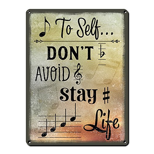 Note to Self, 8.5 x 11.5 Inch Aluminum Sign, Music Themed Decor for Music Room or Studio Wall, Gifts for Musicians, Orchestra Conductors, Songwriters, Teachers, Composers and Singers AL-0912-RK3038