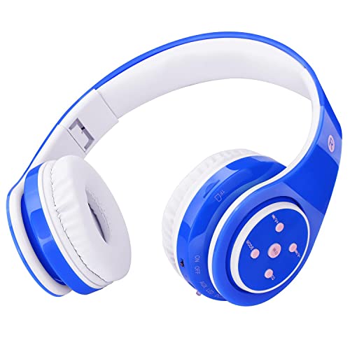 Kids Headphones Bluetooth Wireless 85db/110db Volume Limit Headset Fit for Aged 3-21 Over-Ear and Build-in Mic Wired & SD Card Mode Headphones for Boys Girls Travel School Phone Pad Tablet PC Blue | The Storepaperoomates Retail Market - Fast Affordable Shopping