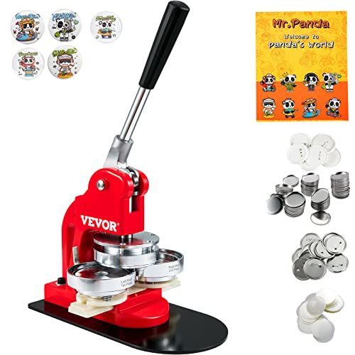 VEVOR Button Maker Machine 2.25in 58mm Button Badge Maker Punch Press Machine with 500 Pcs Circle Button Parts and Circle Cutter (58MM 500P)