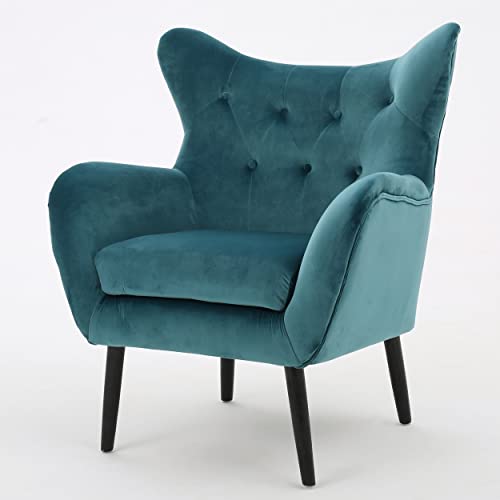 Christopher Knight Home Seigfried Velvet Arm Chair, Dark Teal 38.85D x 30W x 39H in