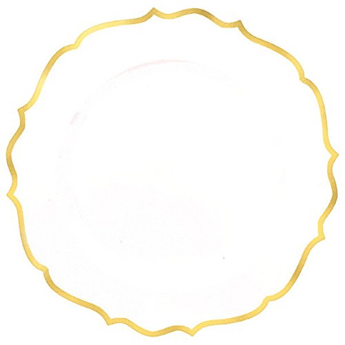 Ornate Premium Plastic Plates w/Gold Trim, 10 1/2″ | 10 Ct.