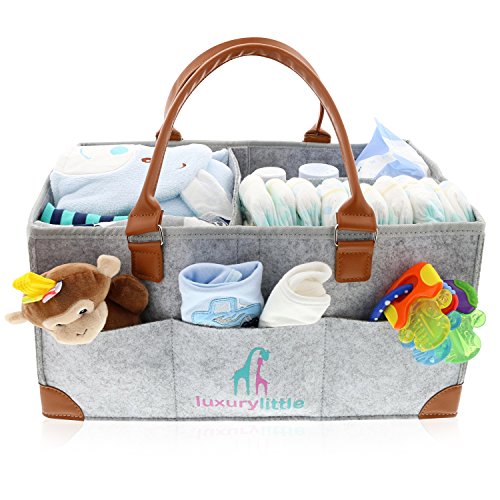 luxury little Extra Large Baby Diaper Caddy Organizer, Portable Car Caddy, Changing Table Organizer for Diapers, Wipes & Toys, Newborn Baby Boy & Girl Essentials, Collapsible Baby Basket