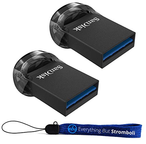 SanDisk 128GB Ultra Fit USB 3.1 Low-Profile Flash Drive (2 Pack Bundle) SDCZ430-128G-G46 128G Pen Drive – with (1) Everything But Stromboli (TM) Lanyard