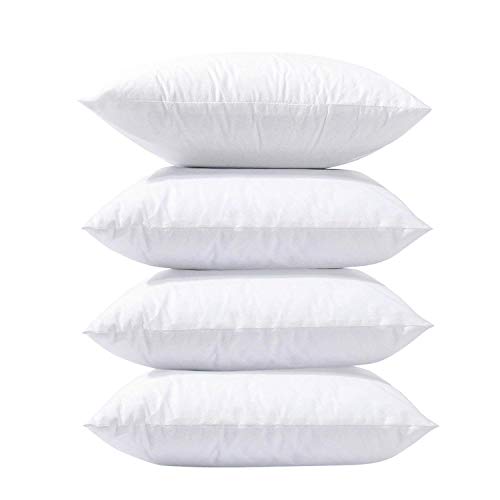 Phantoscope 18×18 Pillow Inserts, Set of 4 Hypoallergenic 100% Virgin Fiber Square Form Decorative Throw Pillow Inserts, Made in USA Couch Bed Pillows – 18 inches 45×45 cm