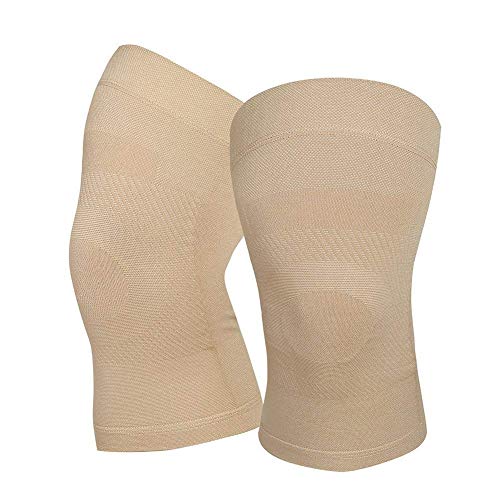 Knee Compression Sleeves, 1 Pair, Can Be Worn Under Pants, 20-30mmHg Strong Support Knee Brace for Unisex, Knee Support for Meniscus Tear, Arthritis, Pain Relief, Injury Recovery, Daily Wear, Beige L
