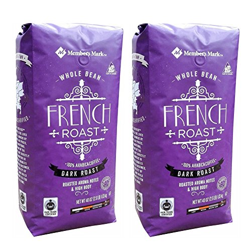 Member’s Mark Fair Trade Certified French Roast Coffee, Whole Bean, 2.5 Pound (Pack of 2)