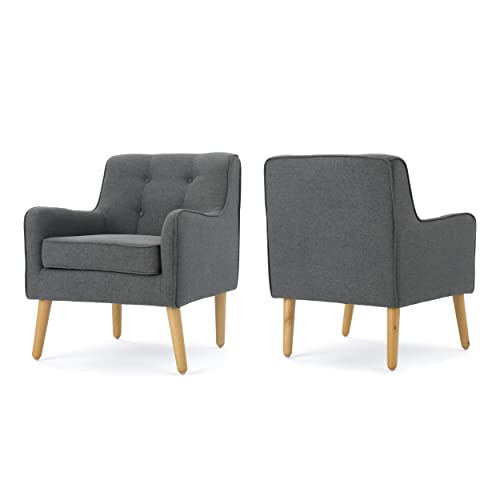Christopher Knight Home Felicity Mid-Century Fabric Arm Chairs, 2-Pcs Set, Charcoal