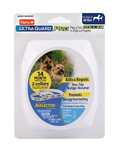 Hartz UltraGuard Pro Reflective Flea & Tick Collar for Dogs and Puppies, 7 Month Flea and Tick Prevention Per Collar, 2 Count
