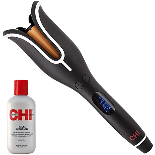 CHI Spin N Curl Curling Iron & Chi Silk Infusion Kit, Black (Packaging May Vary)