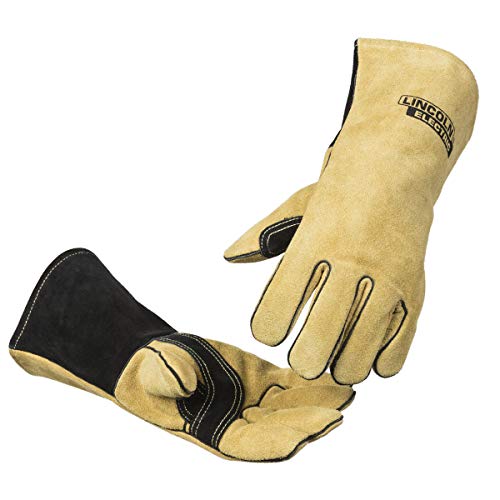 Lincoln Electric Heavy Duty MIG/Stick Welding Gloves | Heat Resistant & Durabilty | XL | K4082-XL,Black/Tan