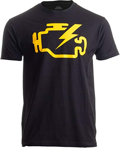 Check Engine Light | Funny Mechanic Macanic Machanic Car Clothing Men T-Shirt-(Adult,L) Black