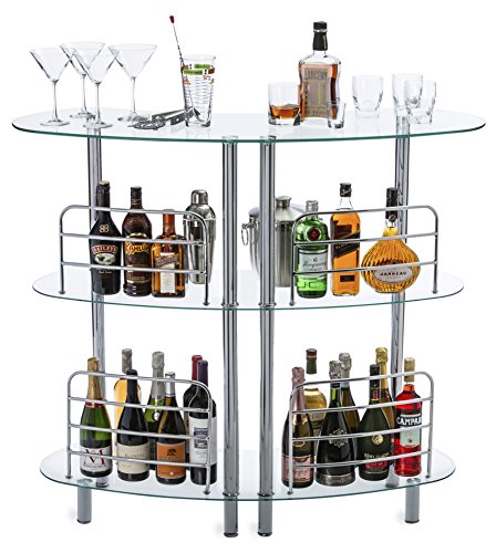 Mango Steam Contemporary Modern Home Entertainment Liquor Bar Catalina Table (Medium, Clear)