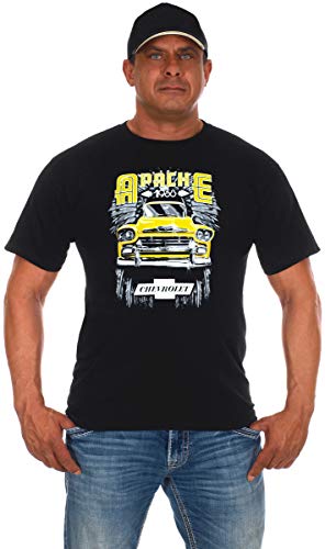 JH Design Men’s Chevy Truck Black T-Shirt 1958 Apache Crew Neck Shirt for Men (3X, Black)