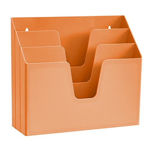 Acrimet Horizontal Triple File Folder Holder Organizer (Orange Citrus Color)