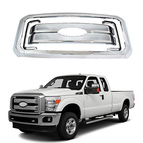 NINTE Grill Covers for 2011-2016 Ford F-250 F-350 F-450 Super Duty – ABS Chrome Front Bumper Hood Grille Cover – 8pcs