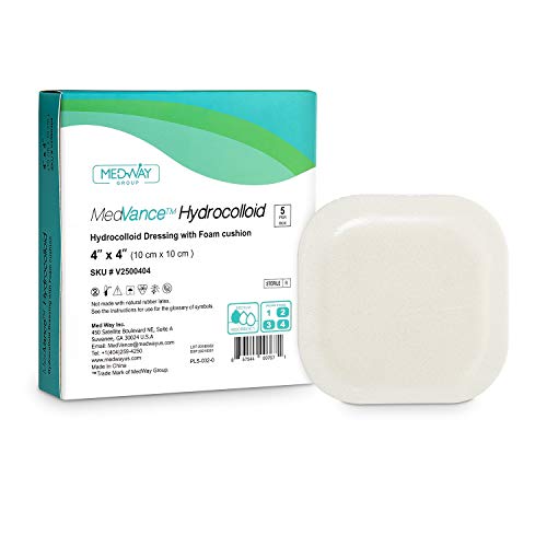 MedVance TM Hydrocolloid – Bordered Hydrocolloid Adhesive Dressing with Foam Cushion 4″X 4″ Box of 5 dressings