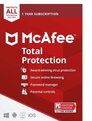 McAfee Total Protection 2023 | Unlimited Devices | Antivirus Internet Security Software | VPN, Password Manager & Parental Controls | 1 Year Subscription | Key Card