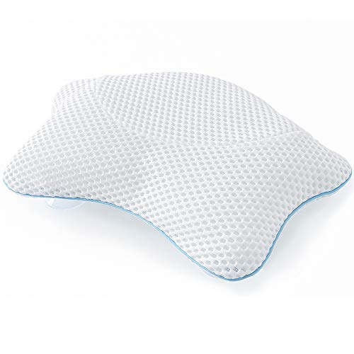 Non Slip Bath Pillow, Luxury Spa Bathtub Head & Neck Rest Support, Permeable Quick Drying Air Mesh Tub Pillow with 4 Large Suction Cups, Fits Any Tubs, Soft and Relaxing