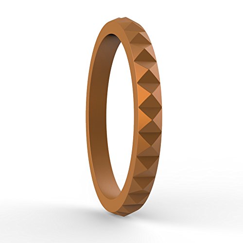 Varovi Women’s Silicone Ring. Diamond Style Wedding Band Single Ring Copper Size: 4
