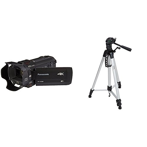 PANASONIC HC-VX981K 4K Camcorder, 20X LEICA DICOMAR Lens, WiFi Smartphone Twin Video Capture (USA Black) and Lightweight Tripod with Bag