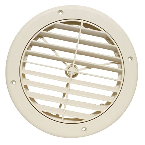 Valterra A10-3362VP Heating and A/C Register with 360° Rotation (No Damper) – 5-1/8″ ID x 7″ OD, Beige , White