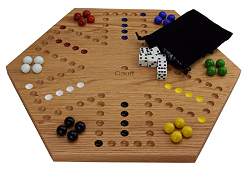 Solid Oak Double Sided Marble Board Game Hand Painted by Cauff (16 inch) | The Storepaperoomates Retail Market - Fast Affordable Shopping