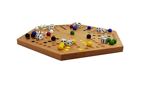 Solid Oak Double Sided Marble Board Game Hand Painted by Cauff (16 inch) | The Storepaperoomates Retail Market - Fast Affordable Shopping