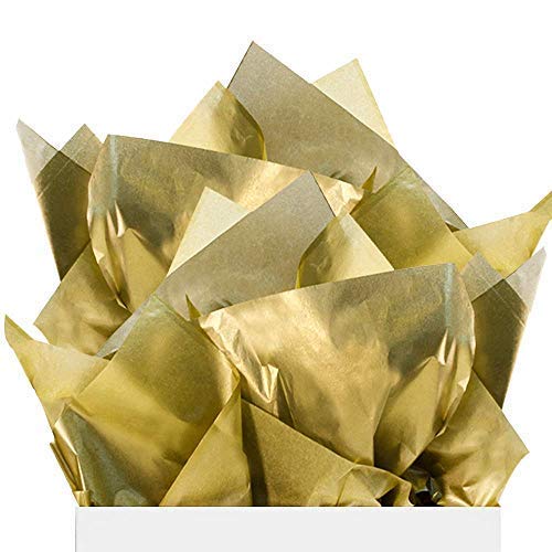 UNIQOOO 60 Sheets Metallic Gold Foil Gift Tissue Paper Bulk, Large 20X26 Inch, Recyclable Durable For Gift Bags Box Gift Wrapping DIY Craft, Wedding Birthday Party Favor Decor, Shredded Filler, Pinata