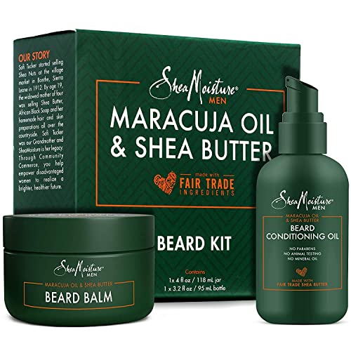 SheaMoisture Beard Oil & Beard Balm – Beard Kit for Men w/Maracuja & Fair Trade Organic Shea Butter, Dry Beard Oil, Softener & Conditioner (2 Piece Set)