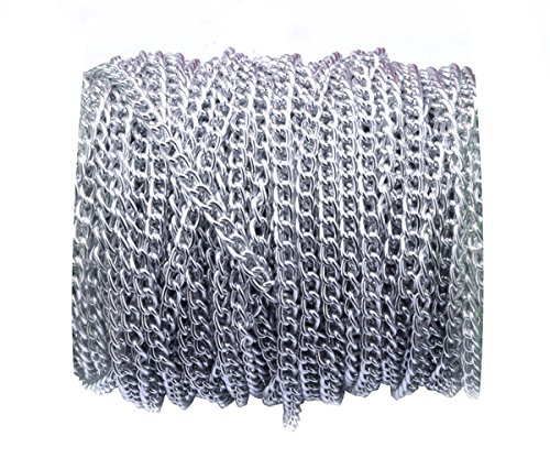 32.8ft 4.5mm Width Never Fade Aluminum Curb Chain Link Twisted Chains Metal Cable Chain Link Silver Jewelry Making Chain for DIY Making Bracelet Necklace
