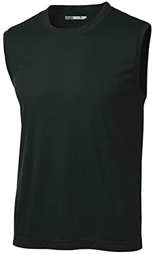DRIEQUIP Mens Sleeveless Moisture Wicking Muscle T-Shirt-4XL-Black