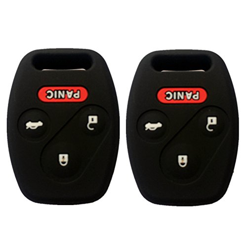 Ezzy Auto A Pair Black Silicone Rubber Keyless Entry Remote Key Fob Case Skin Covers Protector for Honda 3+1 Buttons