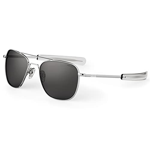 Randolph USA | Bright Chrome Classic Aviator Sunglasses for Men or Women Polarized 100% UV