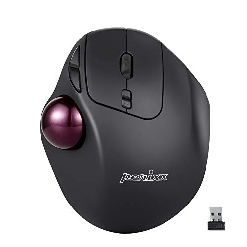 Perixx11568 Perimice-717 Wireless Trackball Mouse, Build-in 1.34 Inch Trackball with Pointing Feature, 5 Programmable Buttons, 2 DPI Level, Black
