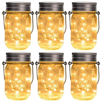 GIGALUMI Hanging Solar Mason Jar Lights, 6 Pack 30 Led String Fairy Lights Hanging Solar Lanterns Outdoor Waterproof, Hangers and Jars Included, Outdoor Decor for Garden, Patio, Yard, Porch, Wedding | The Storepaperoomates Retail Market - Fast Affordable Shopping