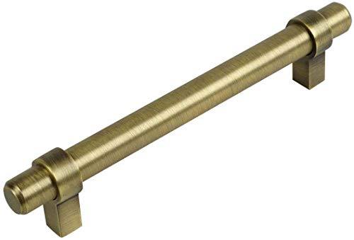 Cosmas 10 Pack 161-128BAB Brushed Antique Brass Cabinet Bar Handle Pull – 5″ Inch (128mm) Hole Centers