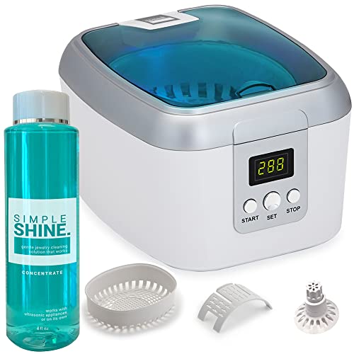 Ultrasonic Jewelry Cleaner Kit – New Premium Cleaning Machine and Liquid Cleaner Solution Concentrate – Digital Sonic Cleanser for Watchbands Jewelry, Silver and More