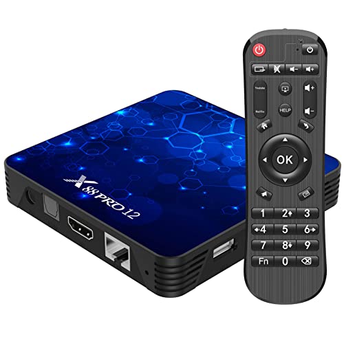 Android TV Box 12.0, X88 Pro 12 Android Box 2GB RAM 16GB ROM RK3318 Quad Core 64bit Cortex-A53,Supporting Bluetooth 5.0 USB 3.0 LAN 100M Enternet 2.4GHz/ 5GHz WiFi 6 TV Android Box 2023