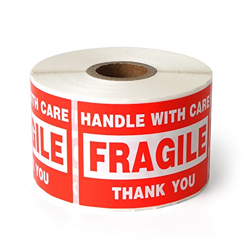 Fragile – 2″x3″ Handle with Care Shipping Stickers, 500 Labels Per Roll