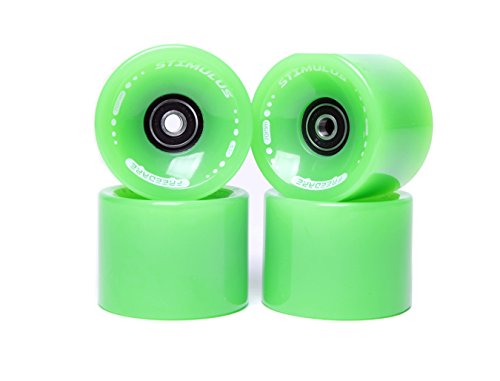 FREEDARE 70mm Longboard Wheels with ABEC-7 Bearings and Spacers(Green,Set of 4)