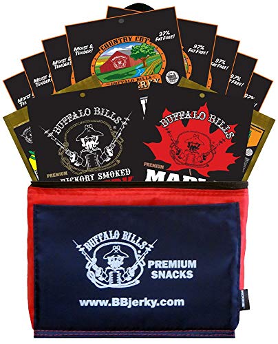 Buffalo Bills 12-Piece Beef Jerky Sampler Patriotic 6-Pack Gift Cooler (12 mixed 1.5oz jerky packs)