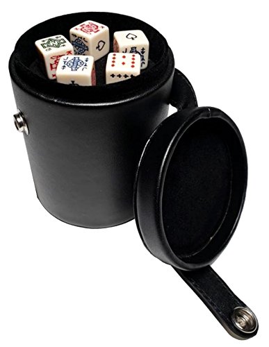Black Leatherette Deluxe Dice Cup With Storage Compartment for Included Poker Dice Set | The Storepaperoomates Retail Market - Fast Affordable Shopping