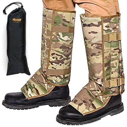 Razer Snake Gaiters for Hiking, Hunting – Snake Bite Protection Guards for Legs with Carry Bag, Heavy Duty, Adjustable Lightweight Flexible Design fits Men, Women – Lab Tested in USA (Camo)