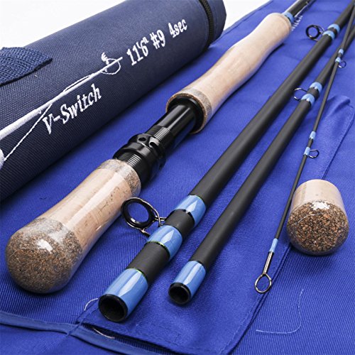 Maxcatch Two-Handed Switch Fly Rod Carbon 4-Piece Switch Rod Fly Fishing (11’0” 6 wt 4 sec)