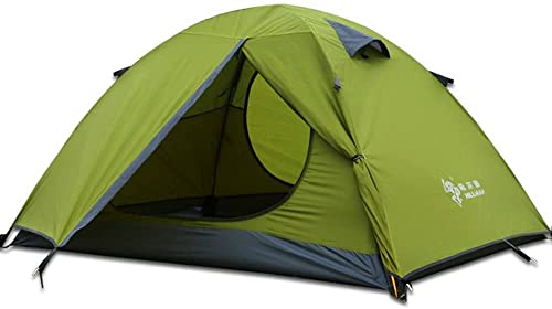 2-3 Person Tents for Camping 3-4 Season Windproof Camping Tent Family Tent Two Doors Double Layer with Aluminum rods for Outdoor Camping Family Beach Hunting Hiking Travel (Green-3 Person)