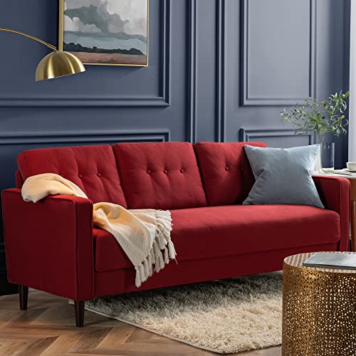 ZINUS Mikhail Sofa Couch / Ruby Red / Button Tufted Cushions / Easy, Tool-Free Assembly