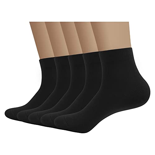 SERISIMPLE Bamboo Men sock Breathable Sock Low Quarter Thin Ankle Sock Comfort Cool soft Sock 5 Pairs (Large, Black)