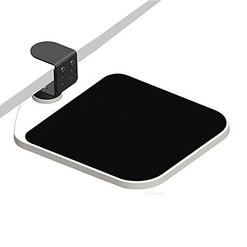 FUZADEL Mouse Platform Clamp On Under Desk Adjustable Mouse Tray Mount Swivel Mouse Tray Wrist Rest Rotating 360 Degree