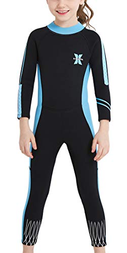DIVE & SAIL Wetsuits for Girls One Piece Diving Swimsuit Thermal Warm UV Protection Colorful Soft Swimwear Black XL