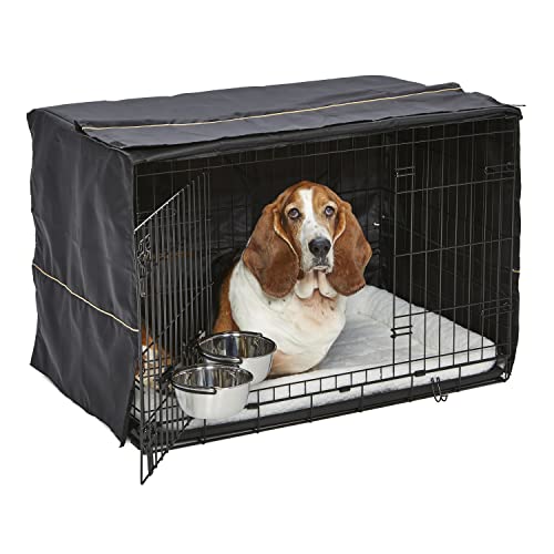 iCrate Dog Crate Starter Kit | 36-Inch Dog Crate Kit Ideal for Medium/Large Dogs (weighing 41 – 70 Pounds) || Includes Dog Crate, Pet Bed, 2 Dog Bowls & Dog Crate Cover